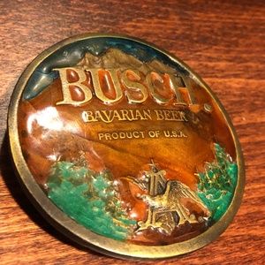 Anheuser Busch Bavarian beer Vintage 1977 round Indiana Metal Craft Belt Buckle